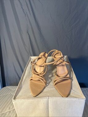 Strappy Pointed-Toe Women's Heels in Pale Champagne
